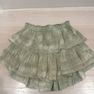 Loveshackfancy green classic tiered skirt